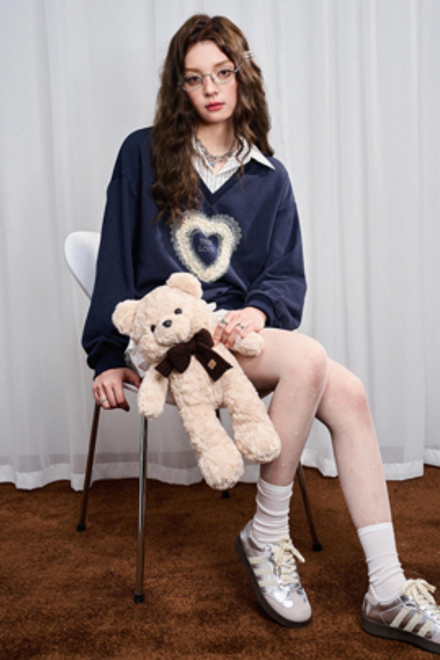 Blue Holiday V-Neck Layered Sweatshirt