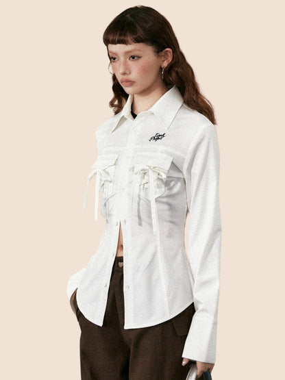 Retro Loose Casual White And Black Shirt
