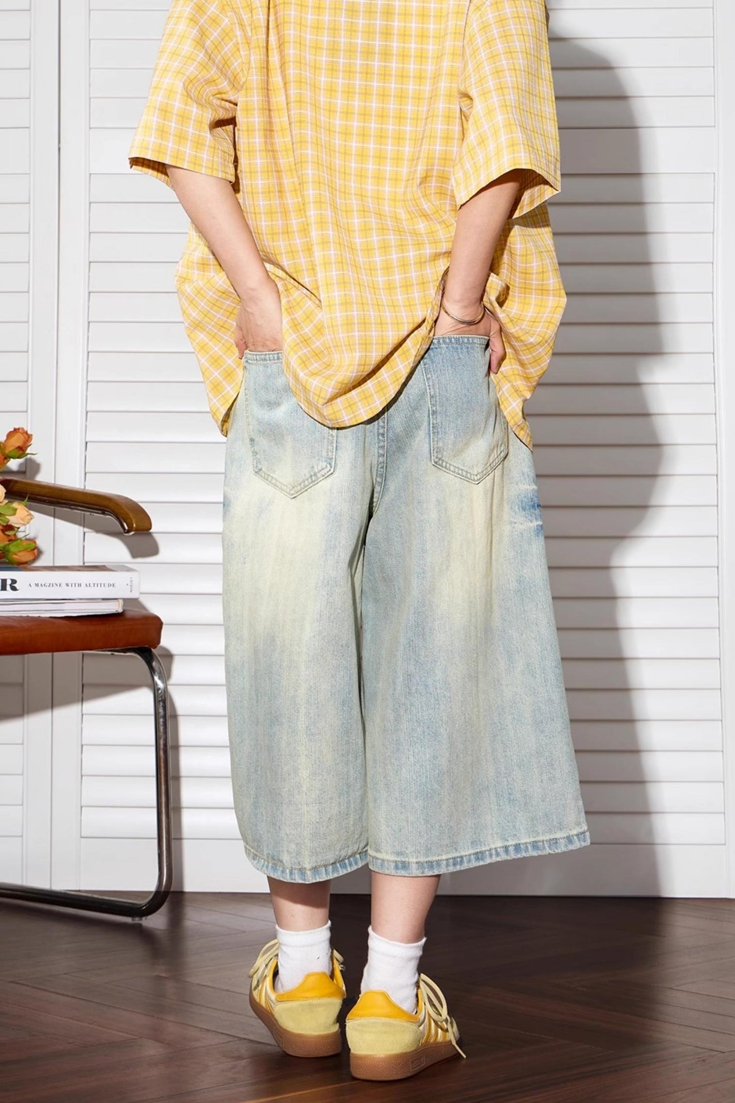 Vintage Wide-Leg Denim Shorts