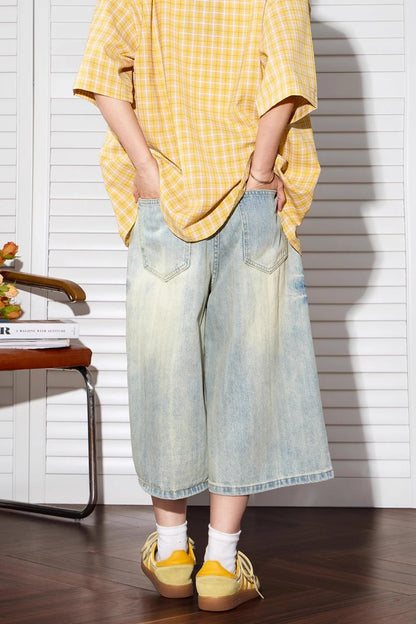 Vintage Wide-Leg Denim Shorts