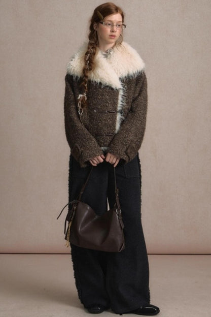 Vintage Wool Stand-Up Collar Short Jacket