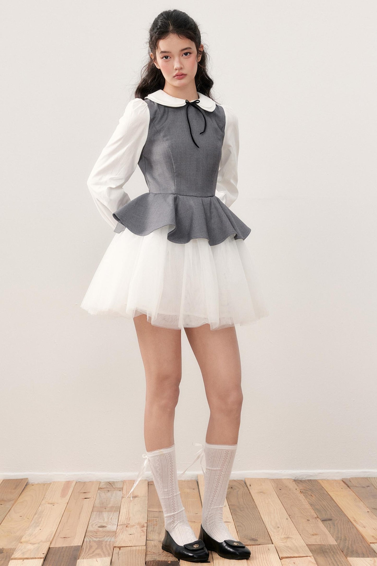 Doll Collar Princess Patchwork Puffy Dress