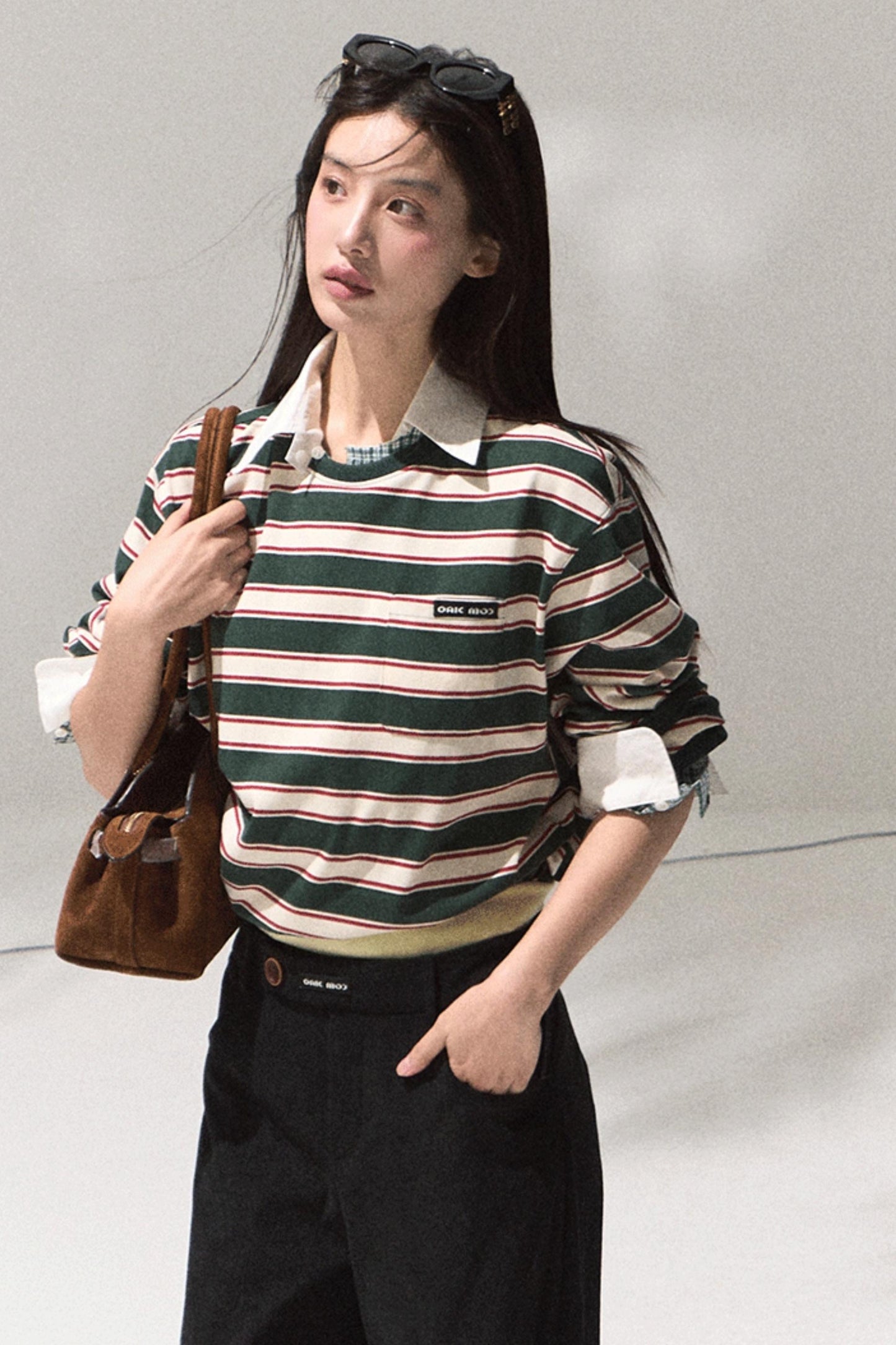 Contrasting Striped Cotton Top