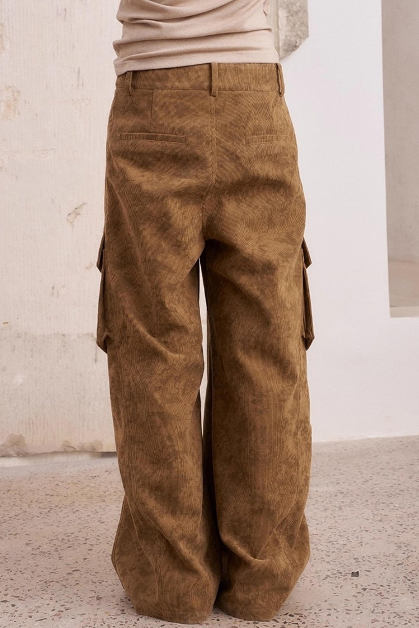 Vintage Print Loose Cargo Pants