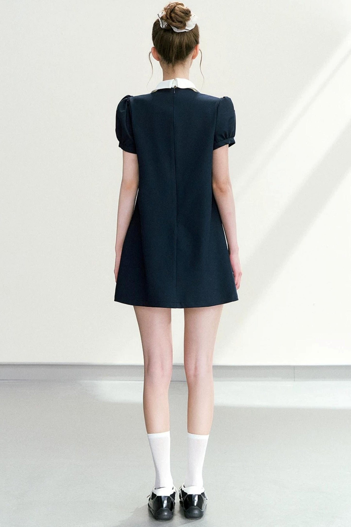 Elegant Navy Puff Dress