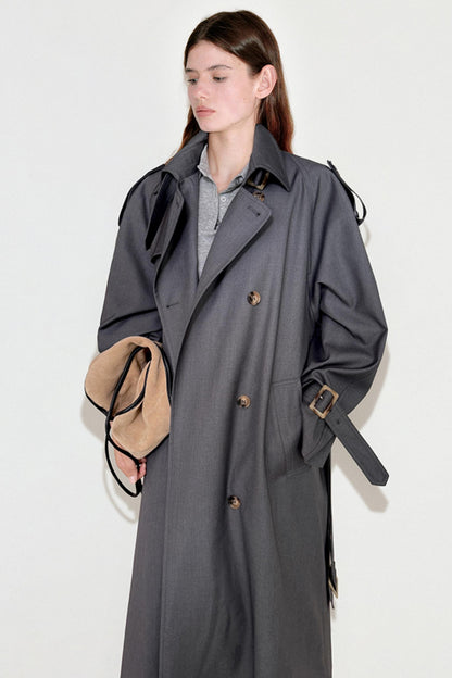 Pleated Silhouette Trench Coat