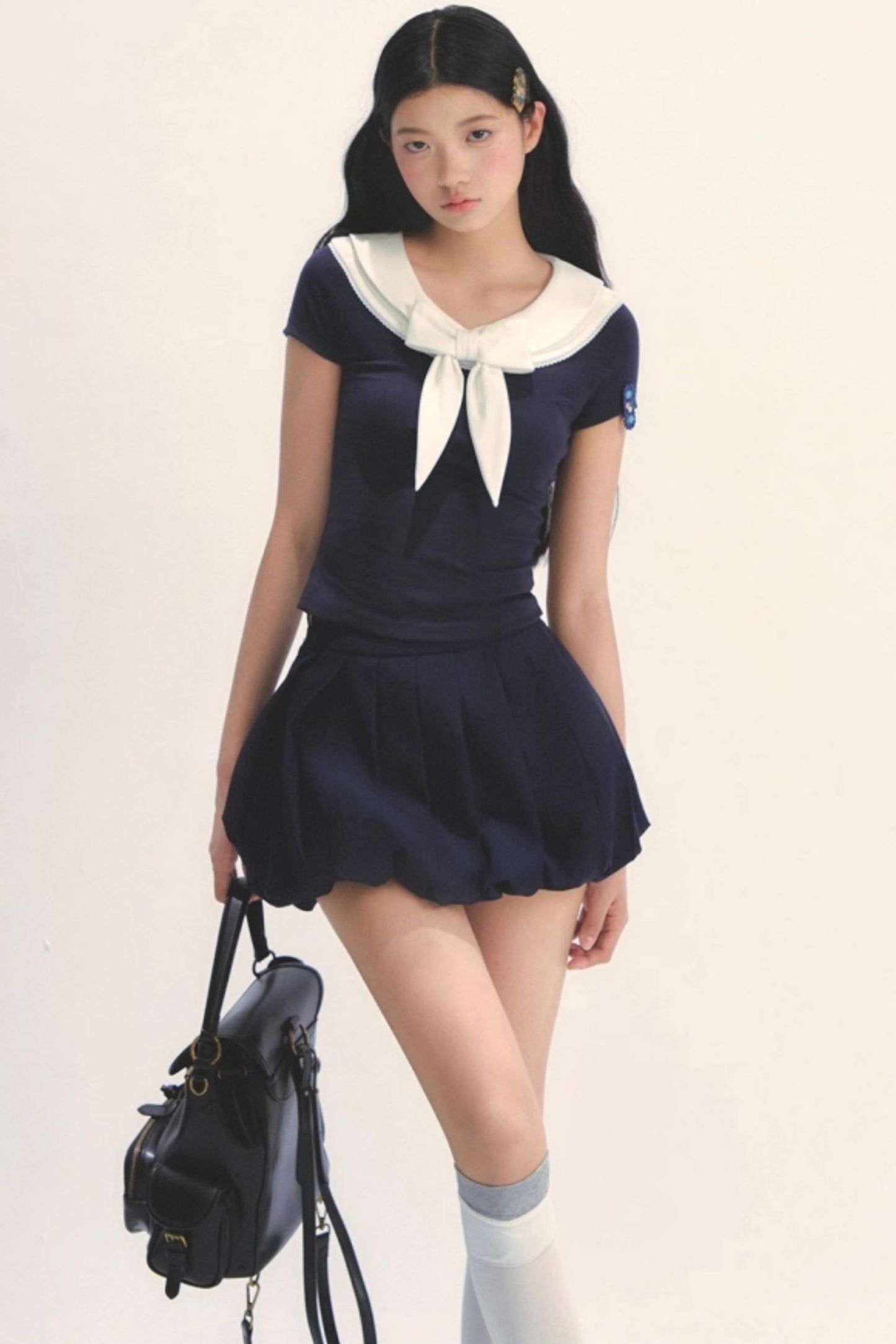 Pleated Navy Skirt