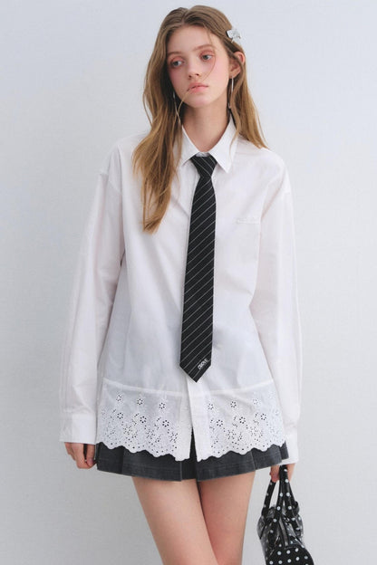 Cut-Out Embroidered Polo Shirt