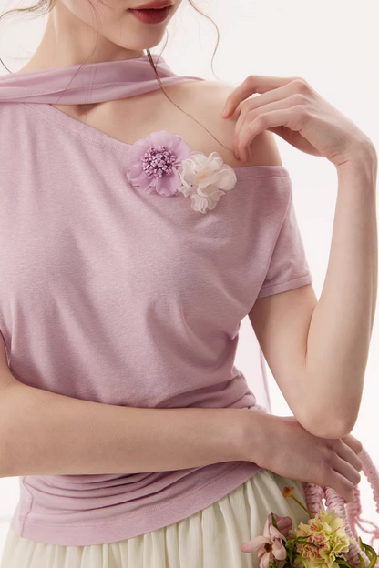 Top asimmetrico in Lyocell Tencel