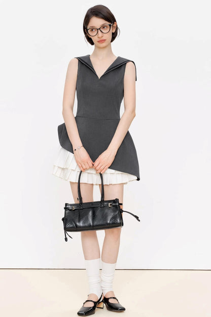 Positive Navy V-Neck A-Line Dress