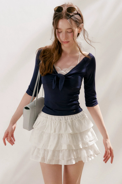 Cotton Lace A-Line Skirt