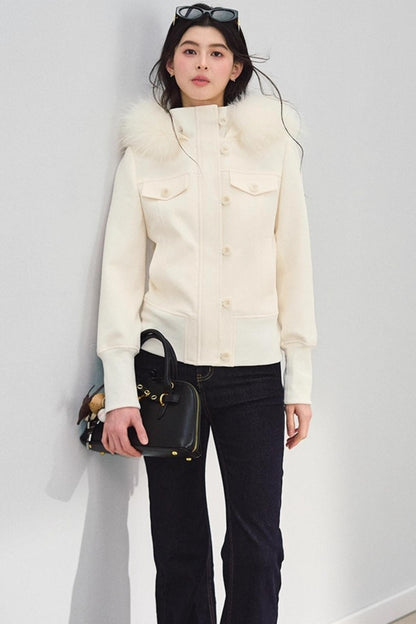 Fur Collar Khaki Jacket