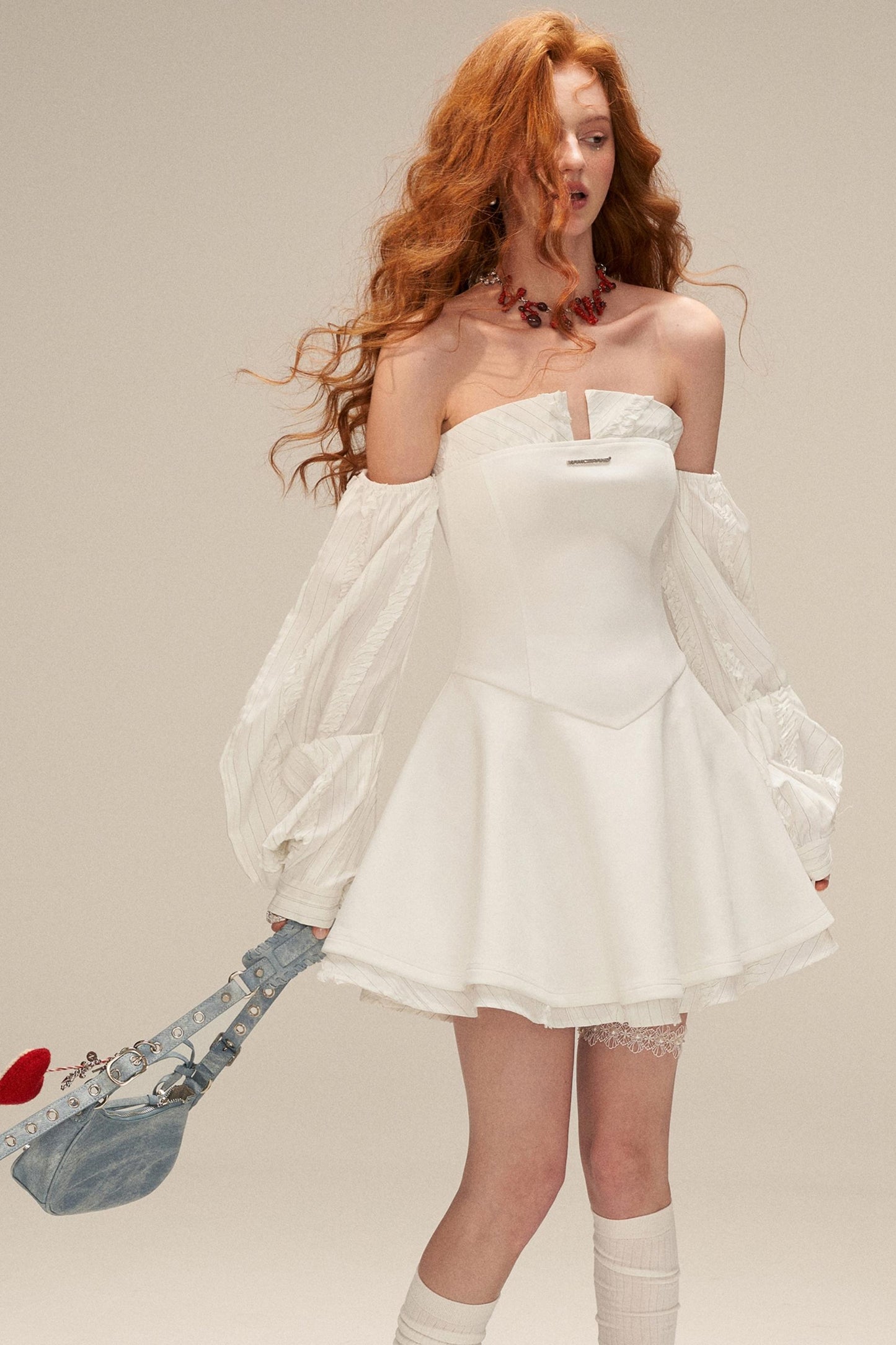 Plaid Lantern Sleeve Dress