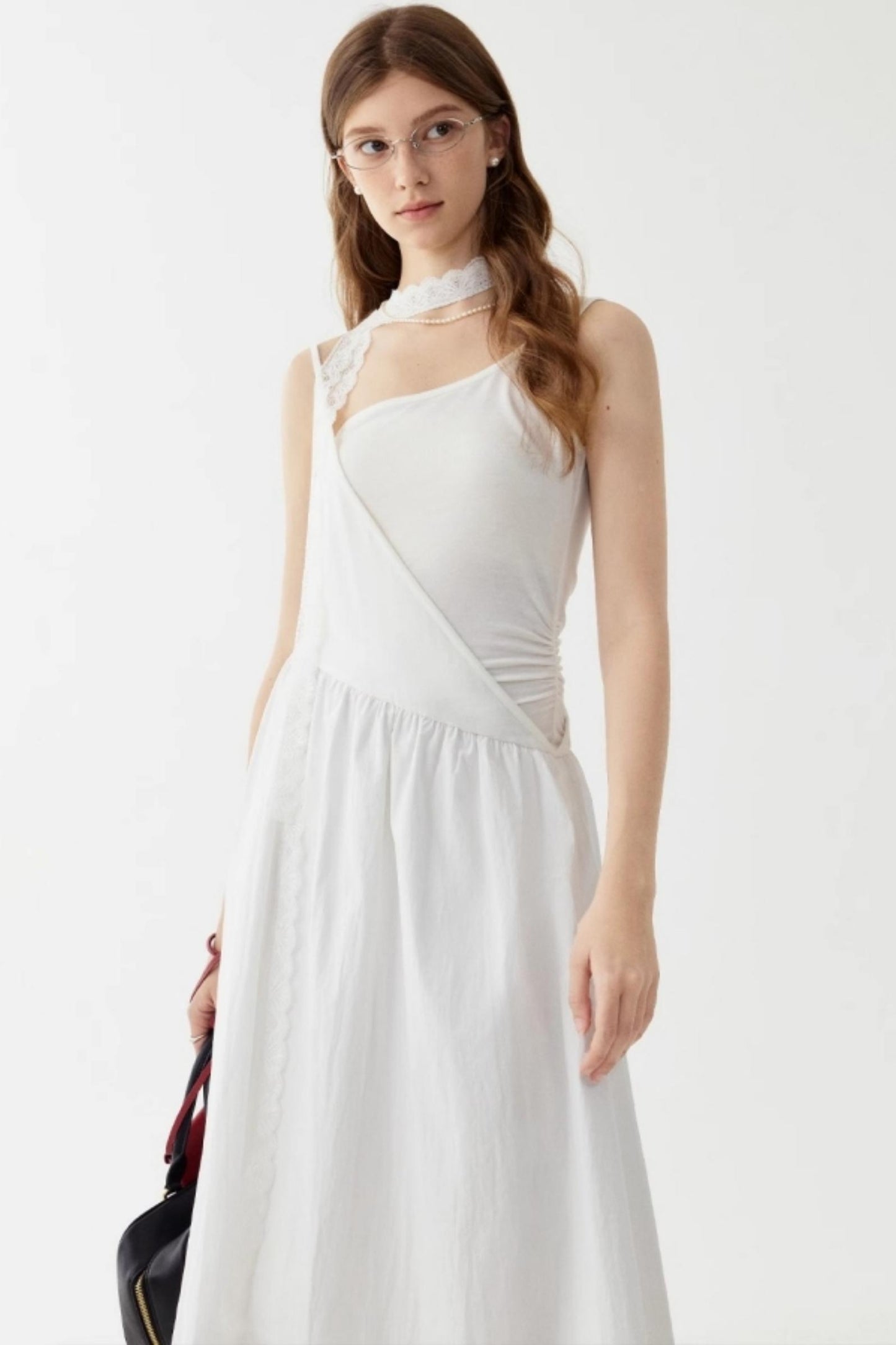 White Halter Midi Dress