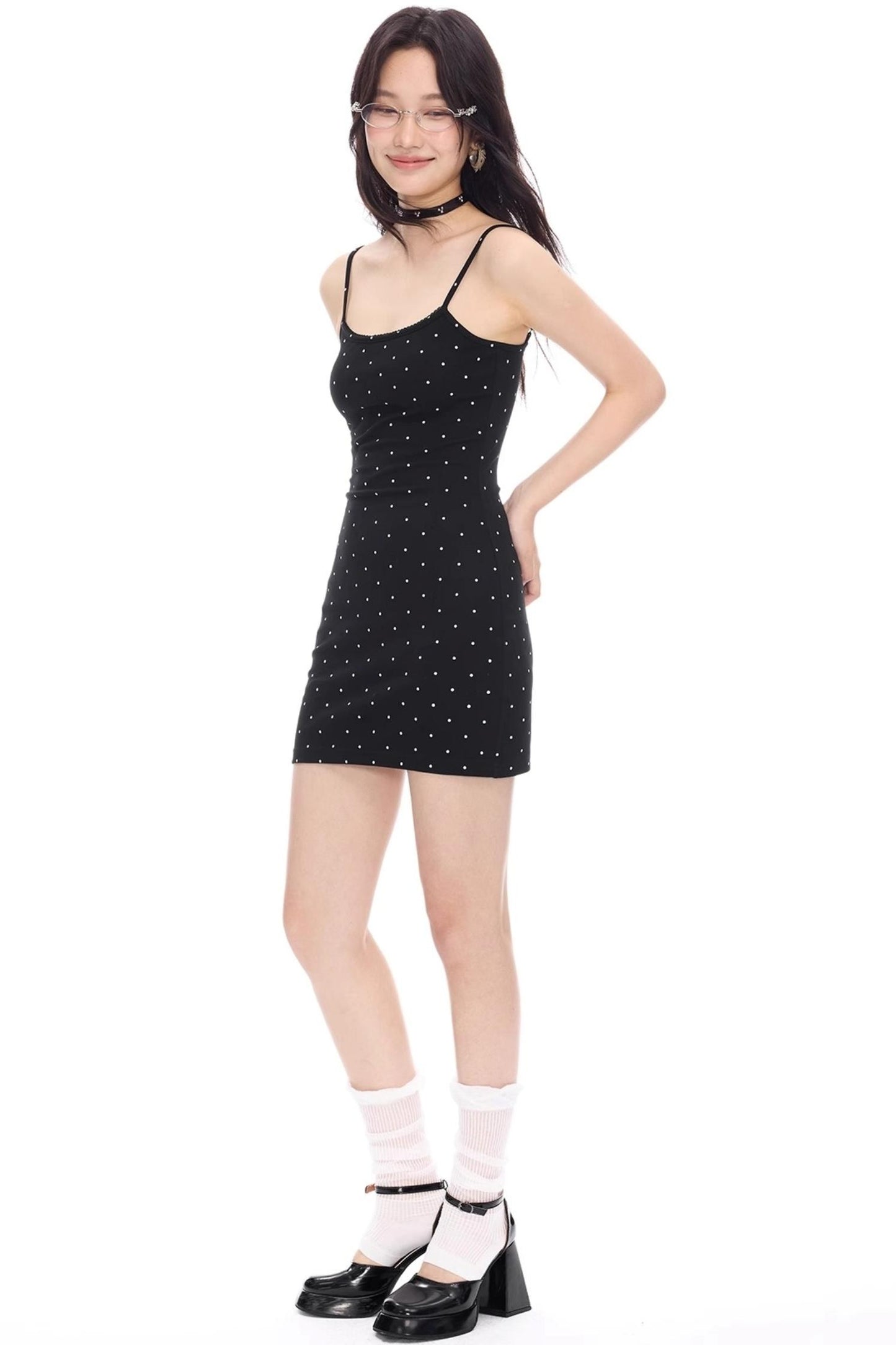 Polka Dot Lace Camisole Dress