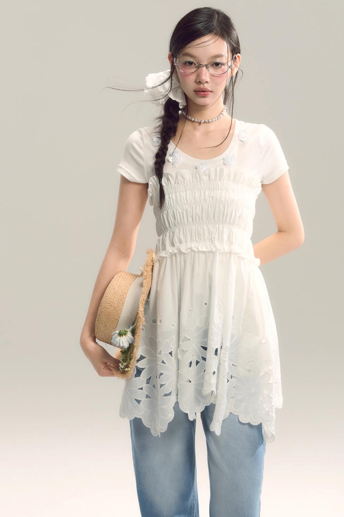 Whispering Daisy Asymmetrical Skirt Top