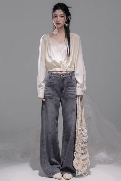 Cream Apricot Halter Top Set