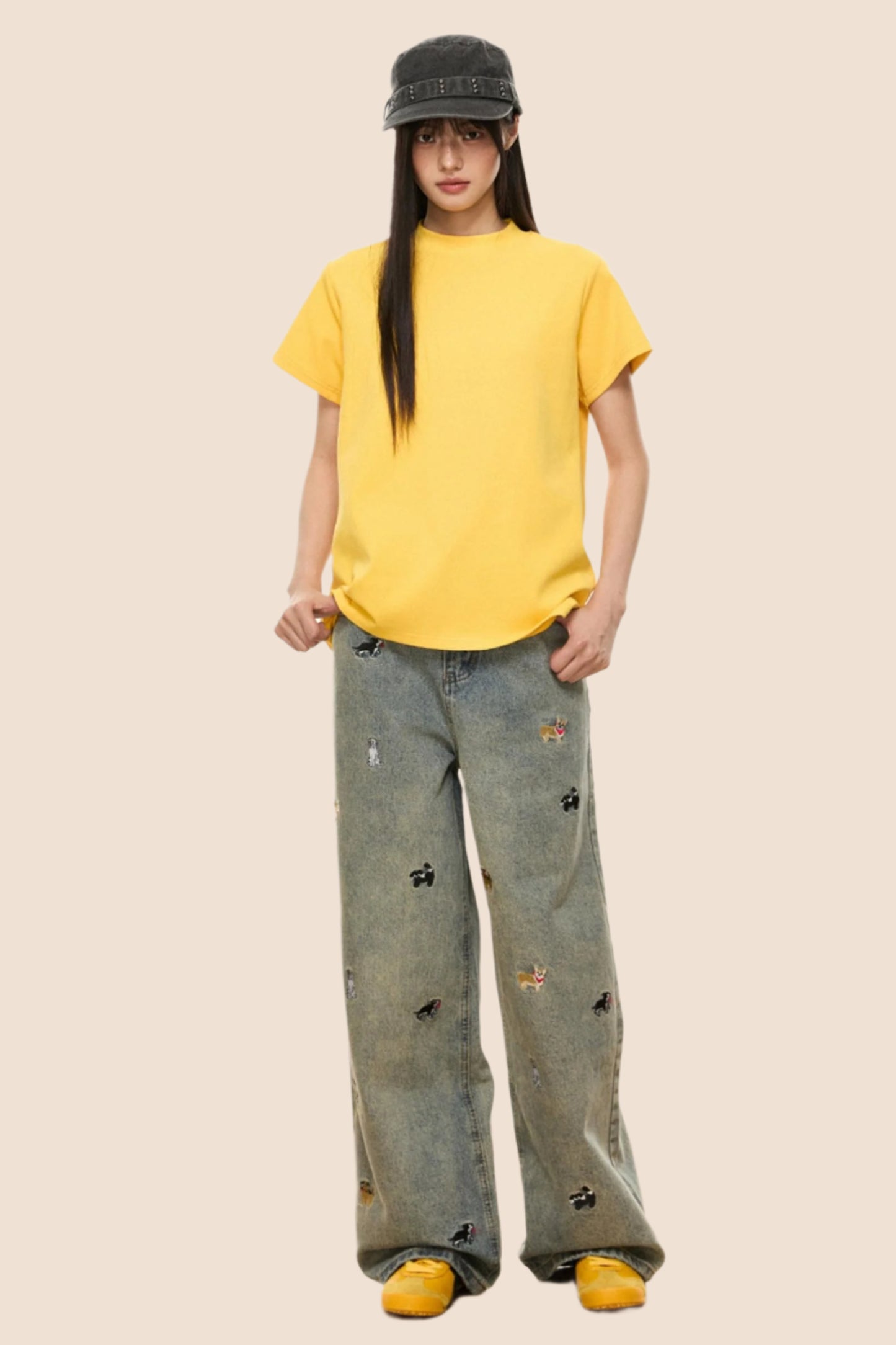 Vintage Embroidered Loose Fit Jeans