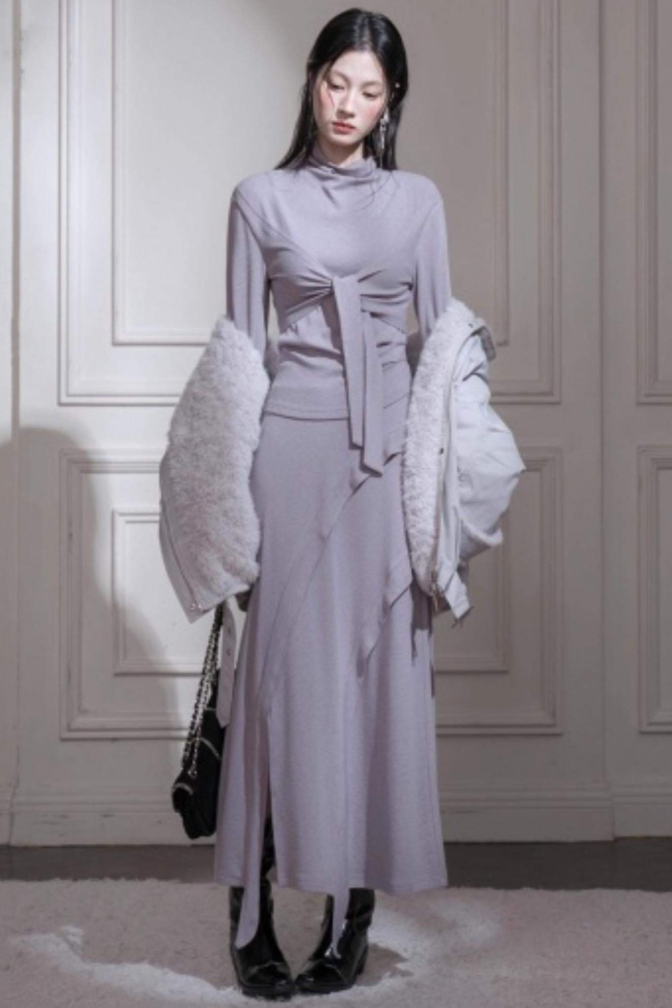 Gray Taro Tie-Dye Knit Set