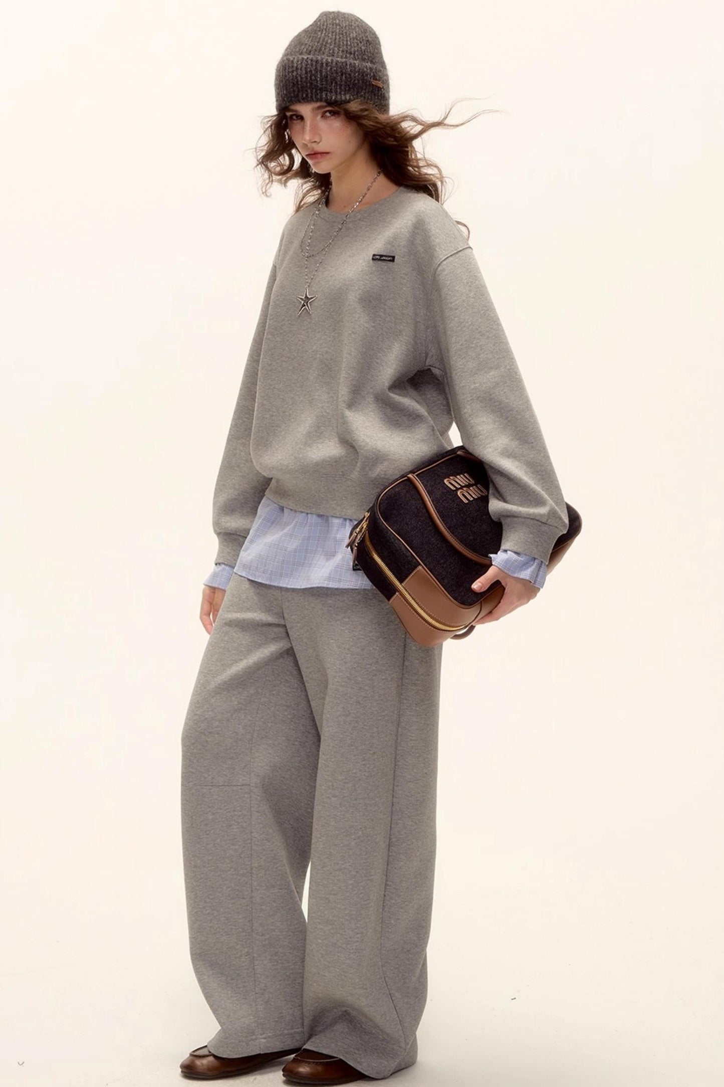 Plaid Patchwork Sweater Set-Up