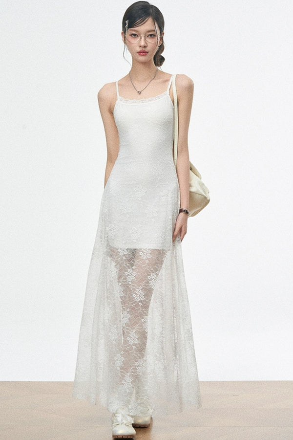 Fusion Lace Dress With Lace Shirt Set-Up