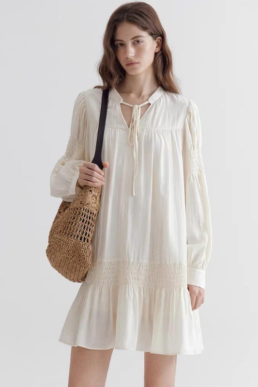 French A-Line Tie-Up Dress