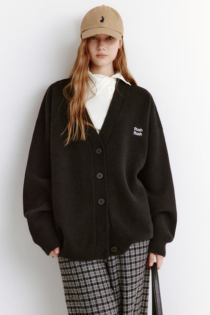 Color-Blocking Embroidered Knitted Cardigan