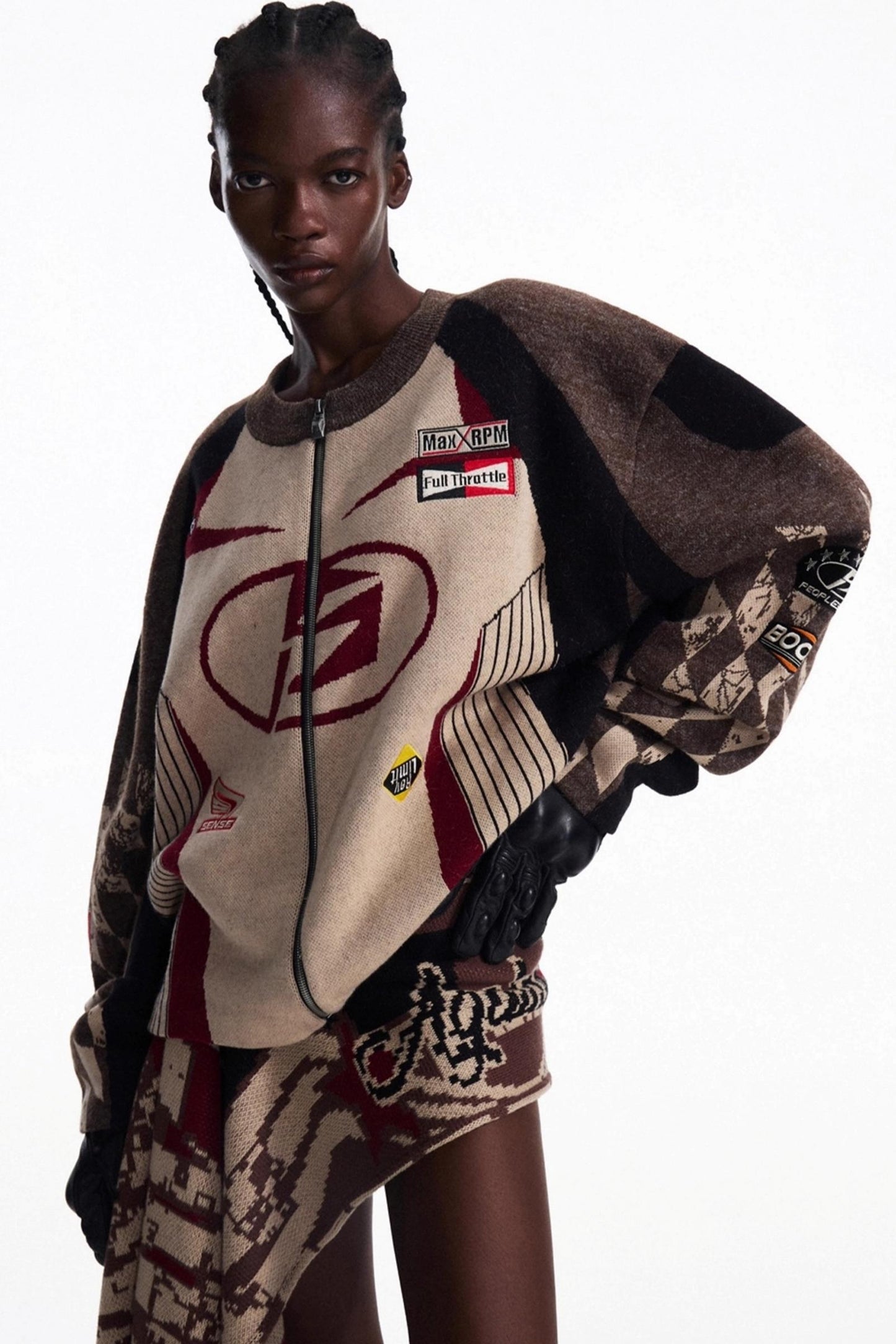 Elements Zip Contrast Knit Top