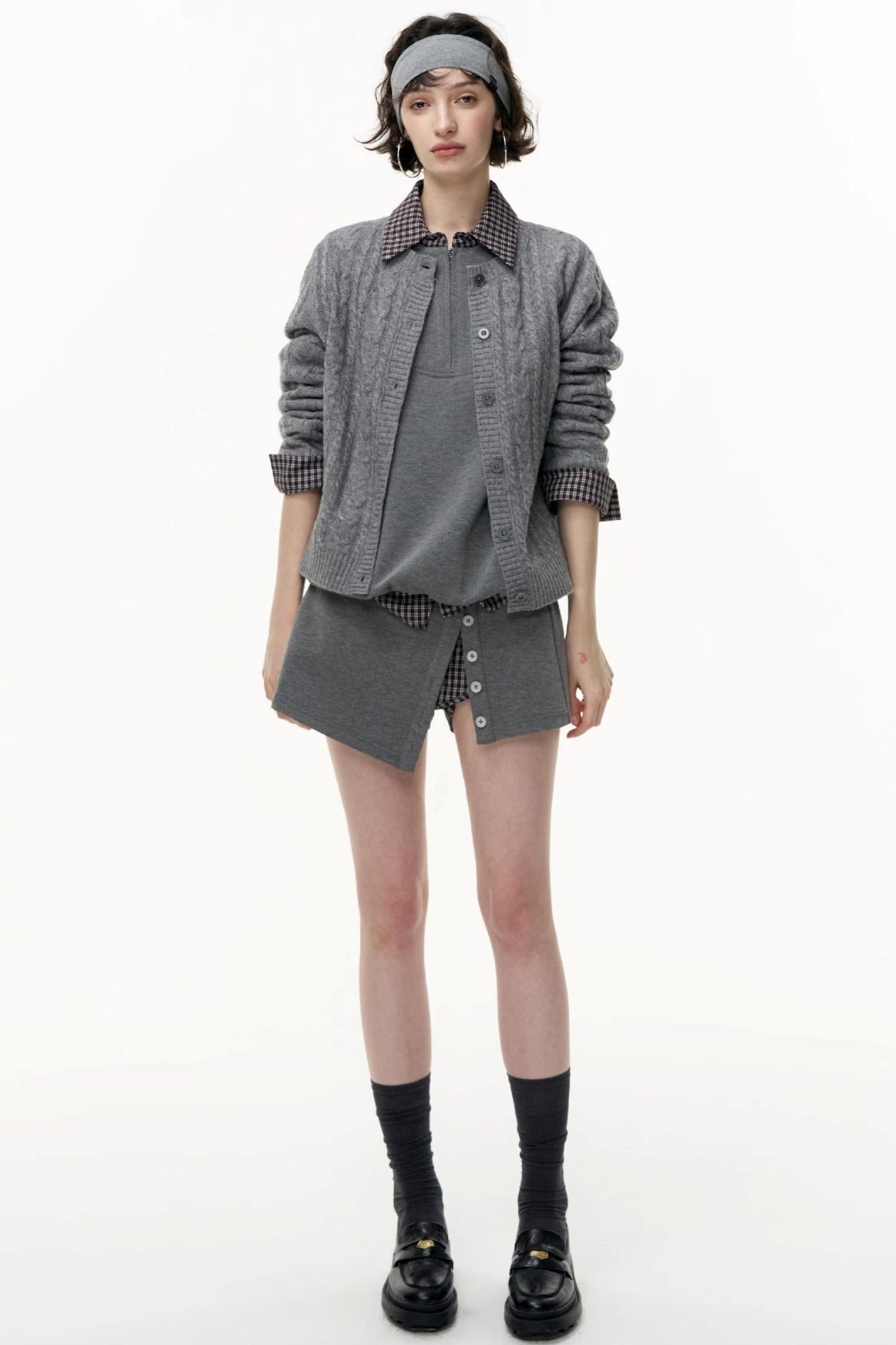 Gray Wool Knitted Cardigan