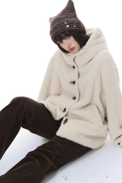 Cozy Hooded Lamb Wool Jacket