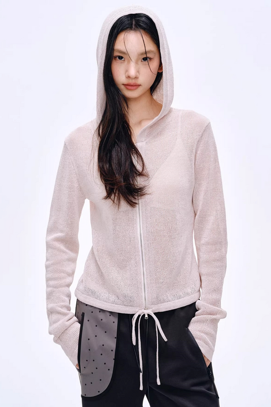 Misty Natural Texture Hooded Cardigan