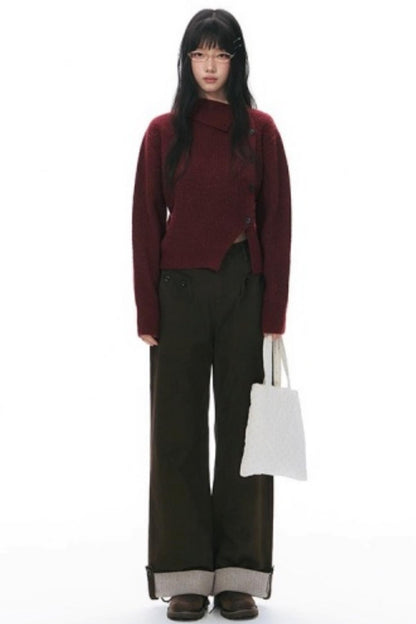 Asymmetrical Vintage Red Sweater