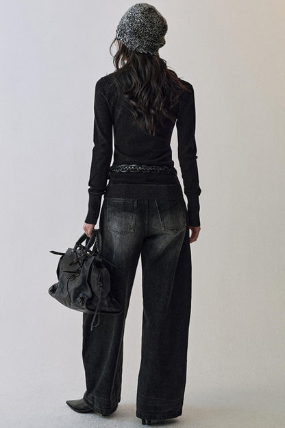 Flutter Crew Neck Knit Top