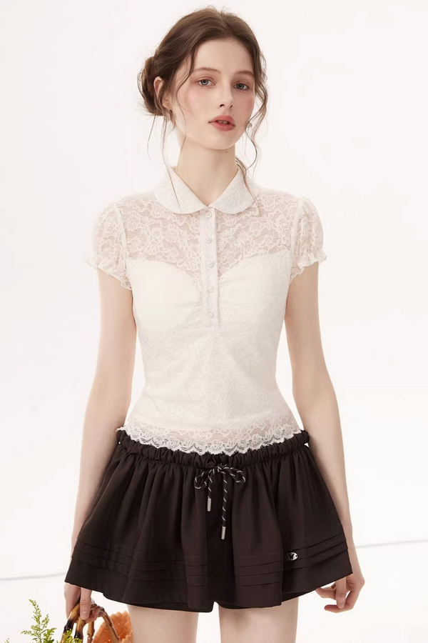 Lace Embroidery Doll Collar Top