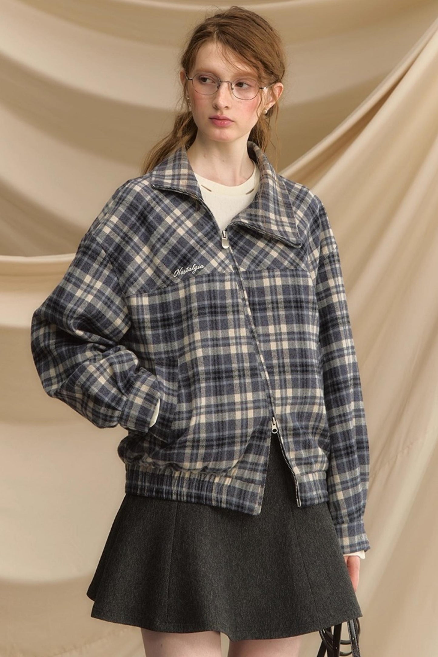 High Waist Gray  A-Line Skirt