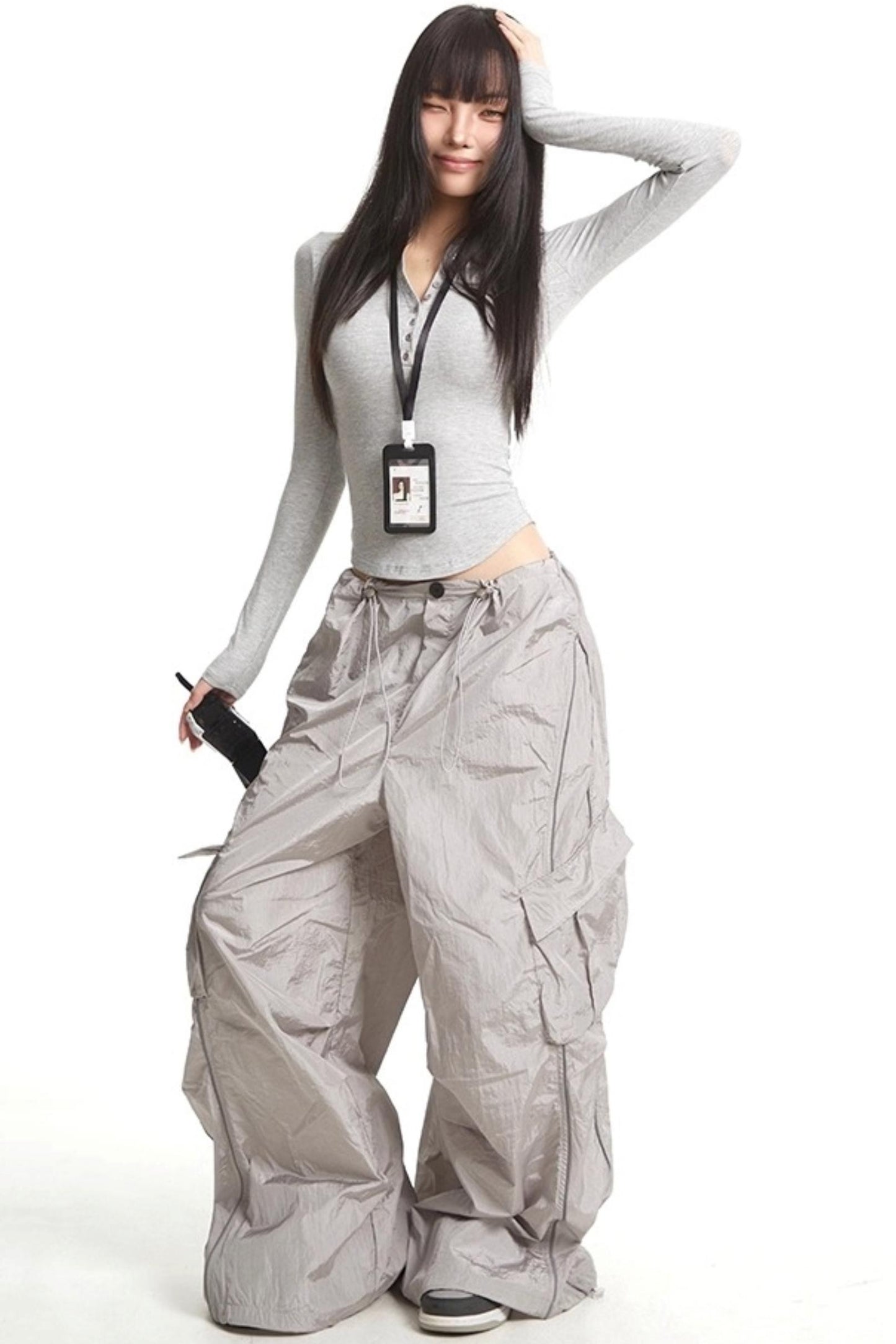 Button Knit Crew Neck T-Shirt