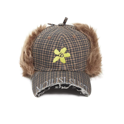 Retro Plaid Plush Ski Cap