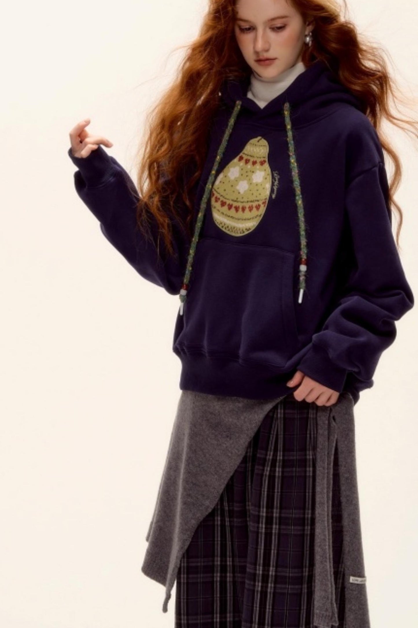 Brushed Fair Isle Knit Hoodie Sweater