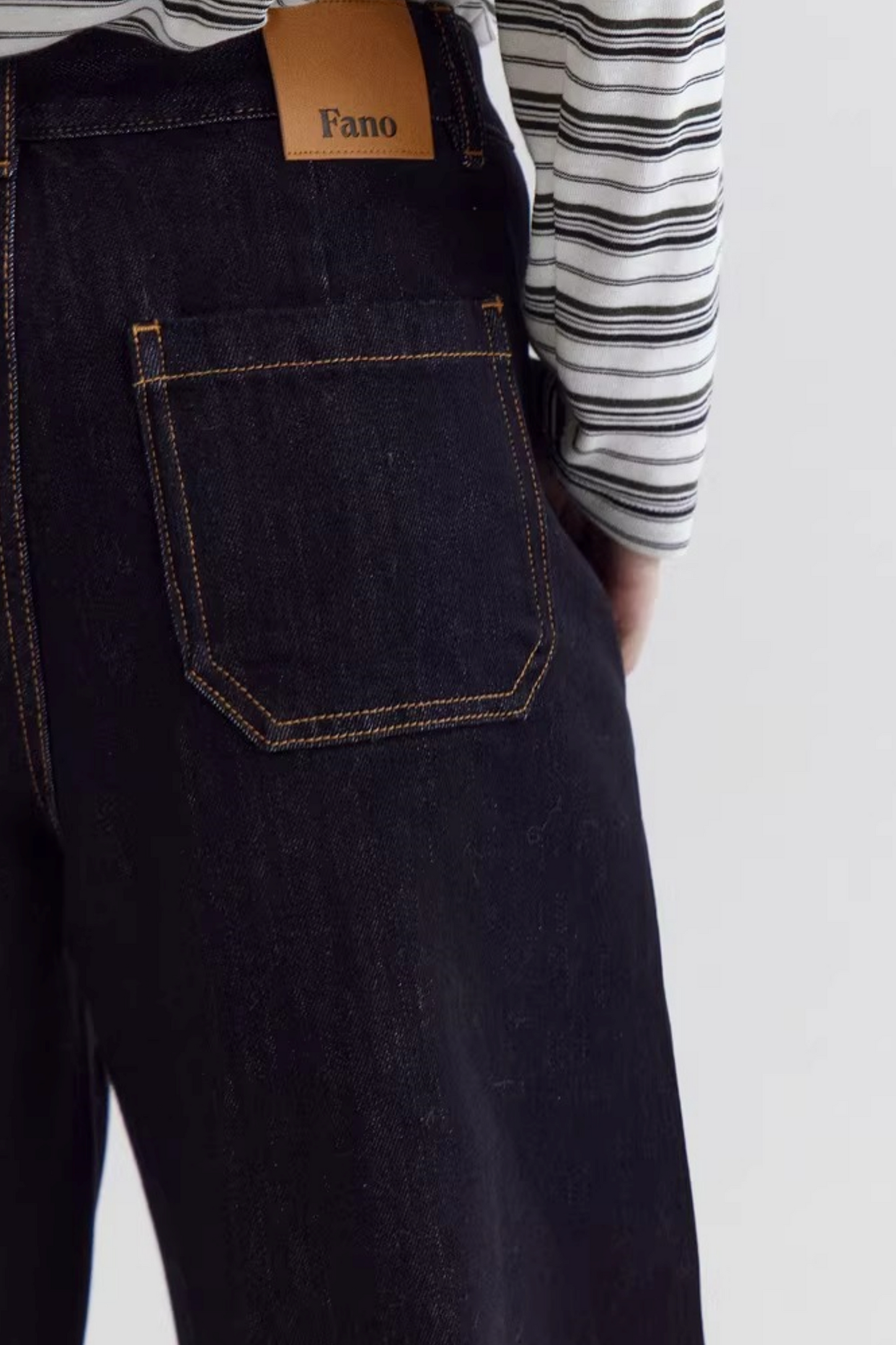 Color-Blocking Drape Denim Pants