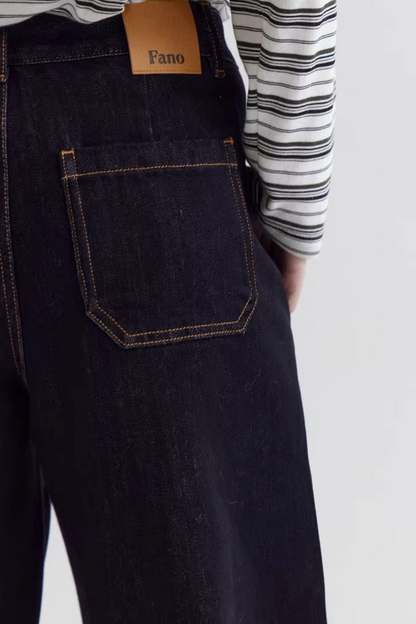 Color-Blocking Drape Denim Pants