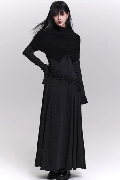 Gray Off-Shoulder Knitted Dress