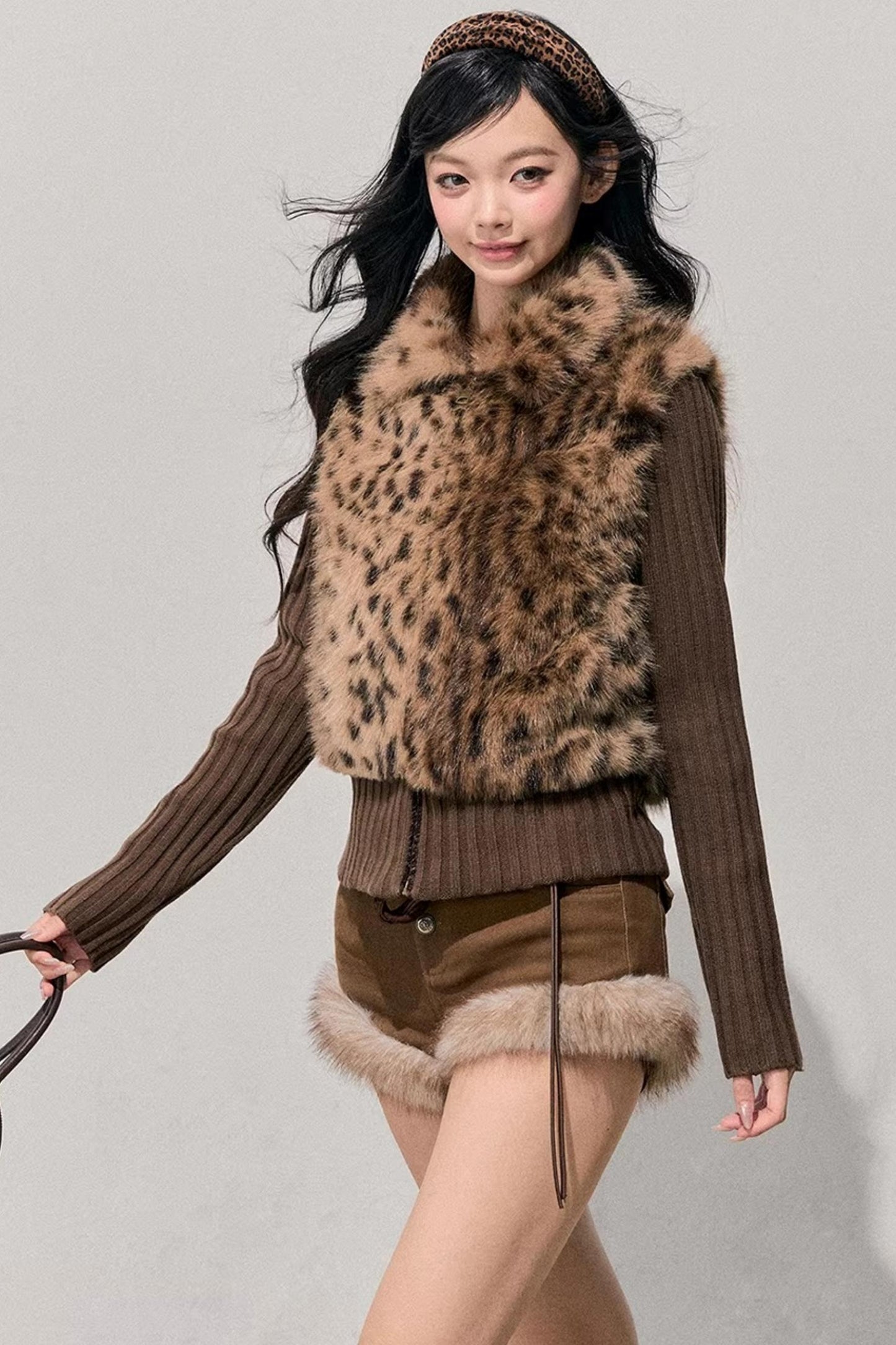 Korean Faux Fur Wide-Leg Pants