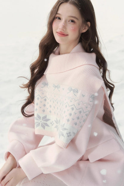 Double-Breasted Fur Collar Coat Set-Up