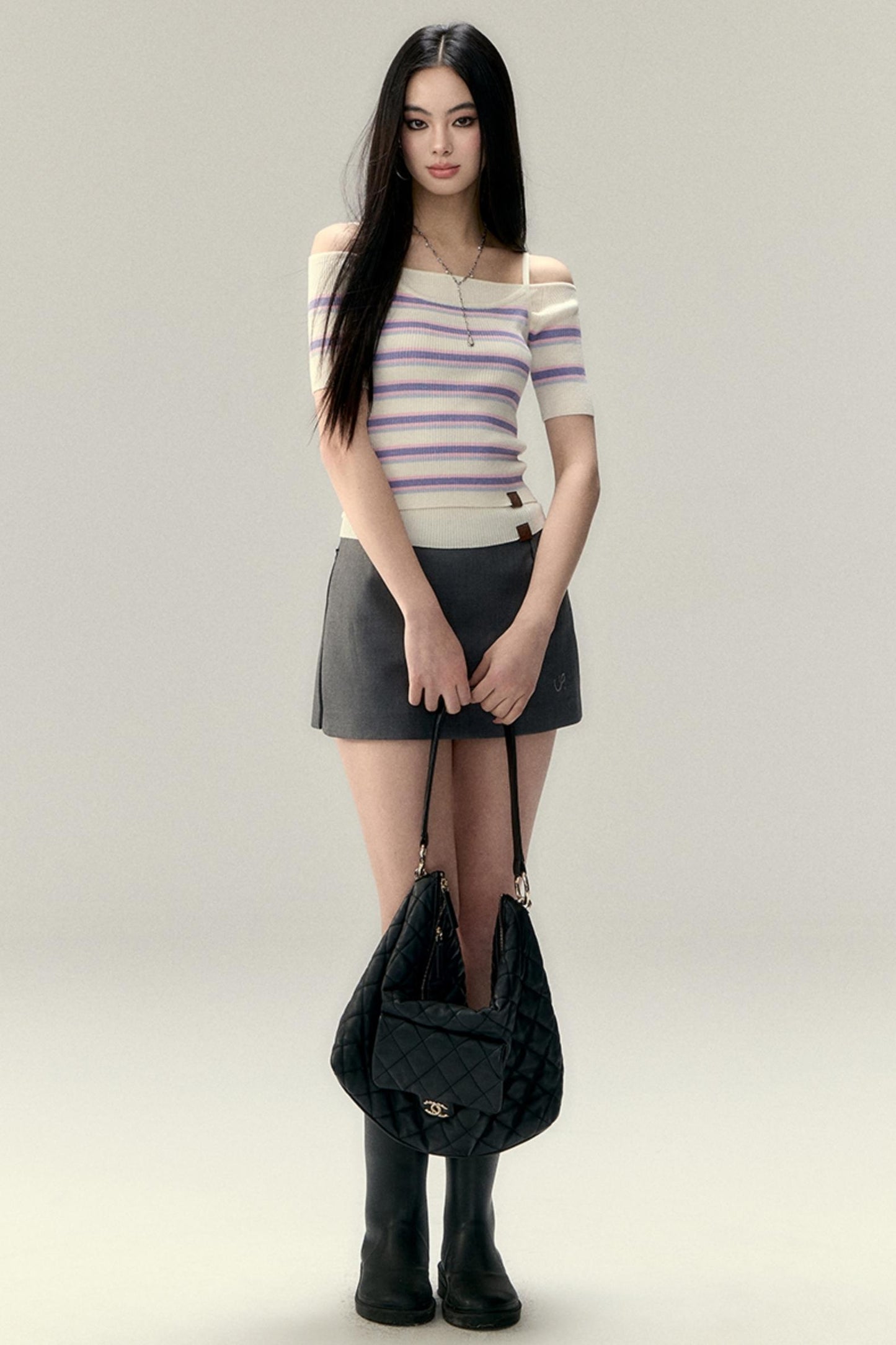 Stripe Wool Strap Base Top