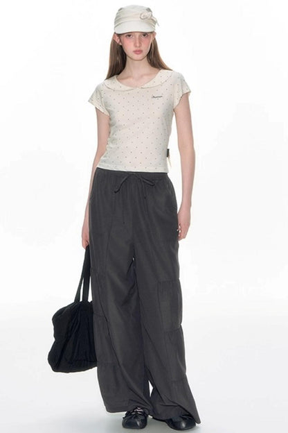 Summer Polka Dot Doll Neck Tee