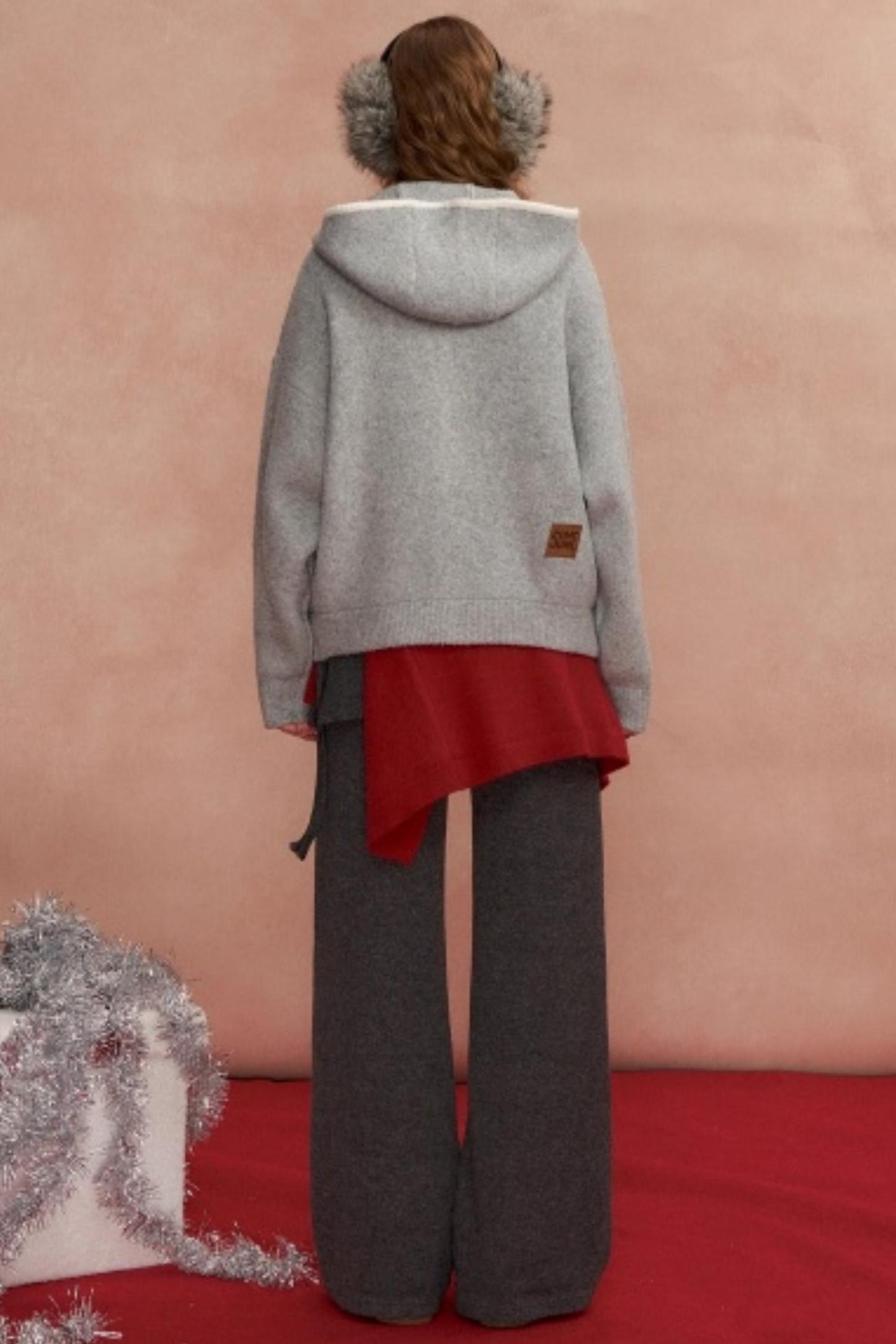 Hooded Cardigan With Contrasting Edges