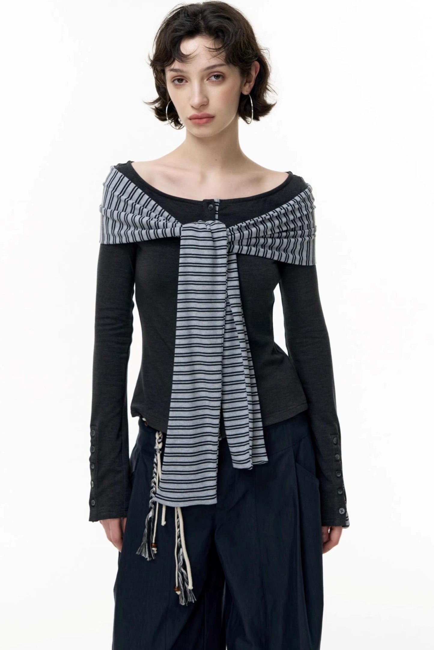 Off-the-Shoulder Striped Tops