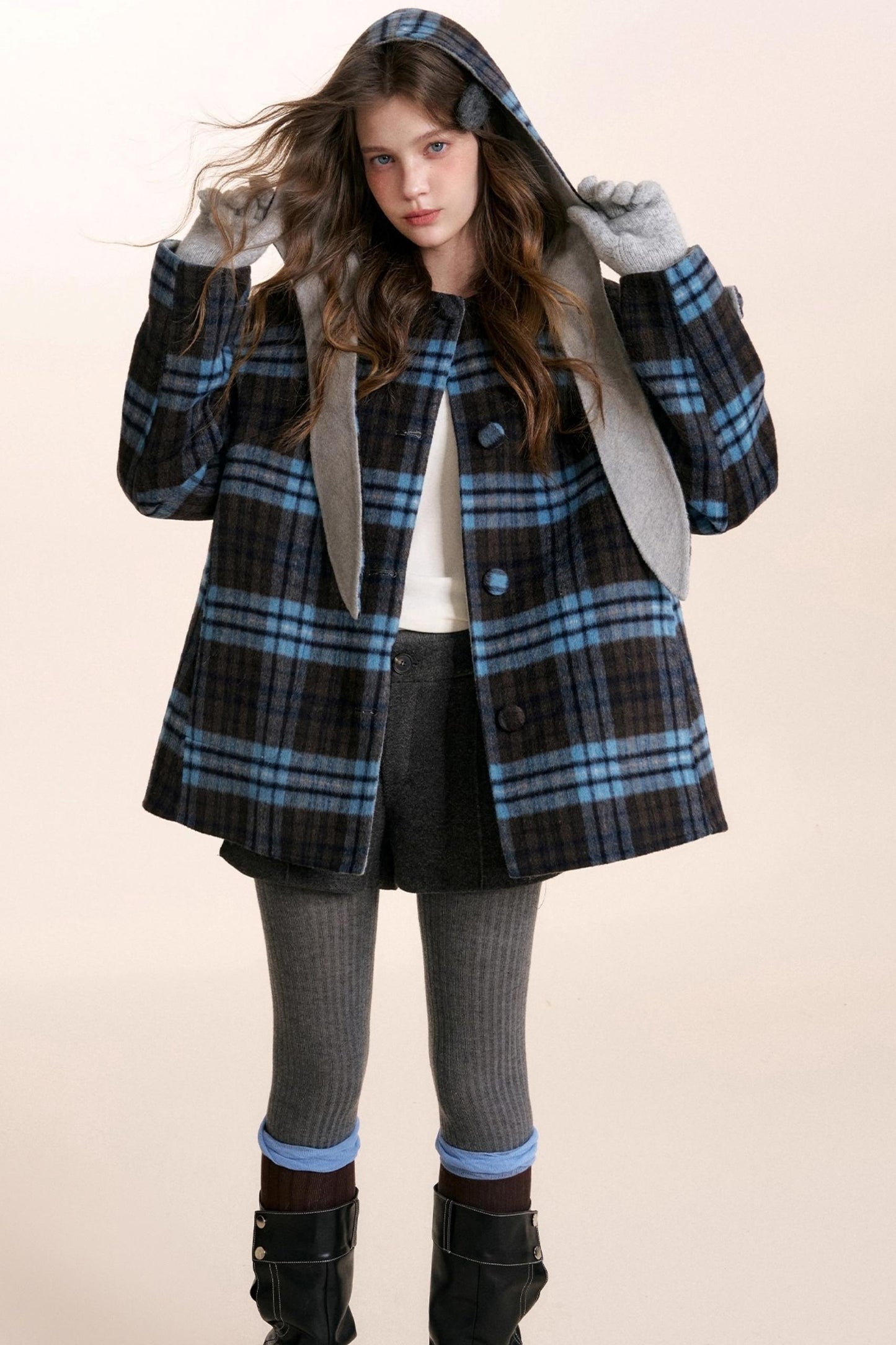 Woolen Dark Gray A-Line Pants