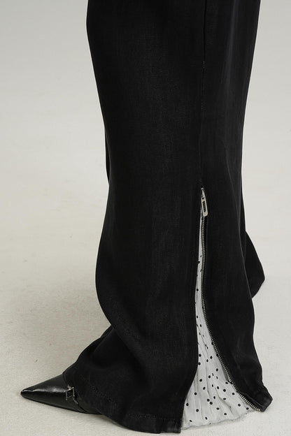 Designer Lace-Trimmed Pants