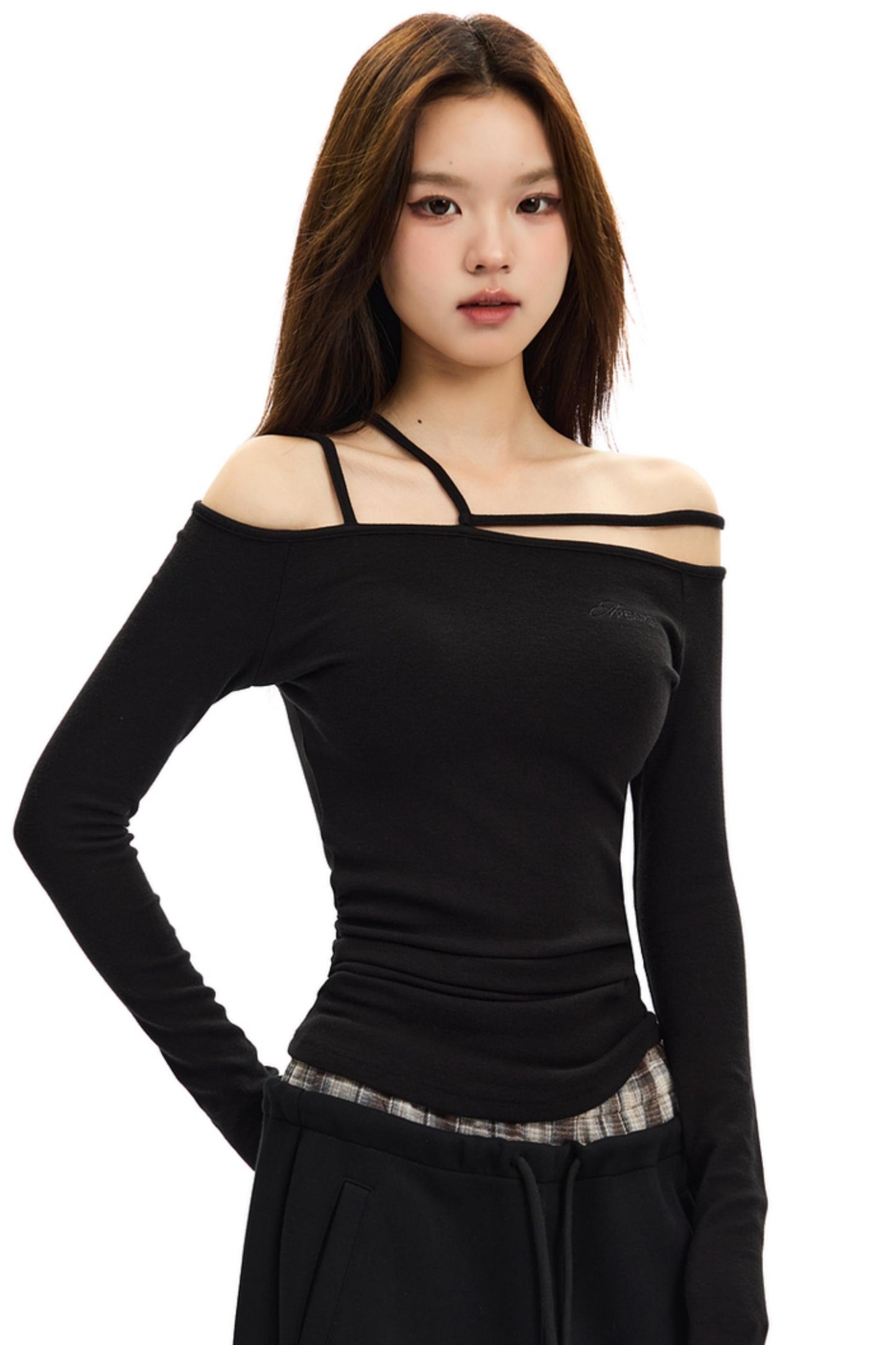 Irregular Design Shirred Waist Top